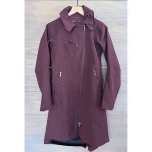 Nau Shroud of Purrin Softshell Trench Coat Maroon Burgundy Asymmetrical Zip XS